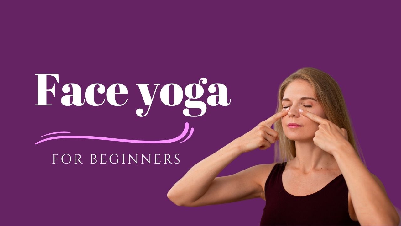front view of a woman practicing face yoga